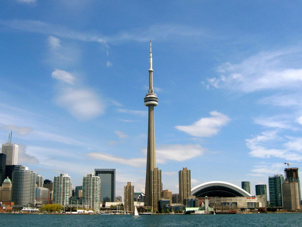 Обои CN Tower in Toronto, Ontario, Canada 1024x768