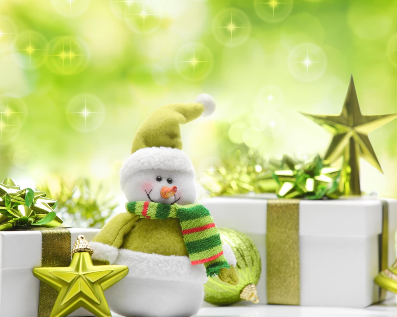 Screenshot №1 pro téma Cute Green Snowman 1280x1024