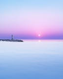 Lighthouse On Sea Pier At Dawn screenshot #1 128x160