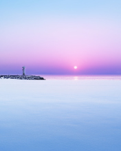 Lighthouse On Sea Pier At Dawn wallpaper 176x220