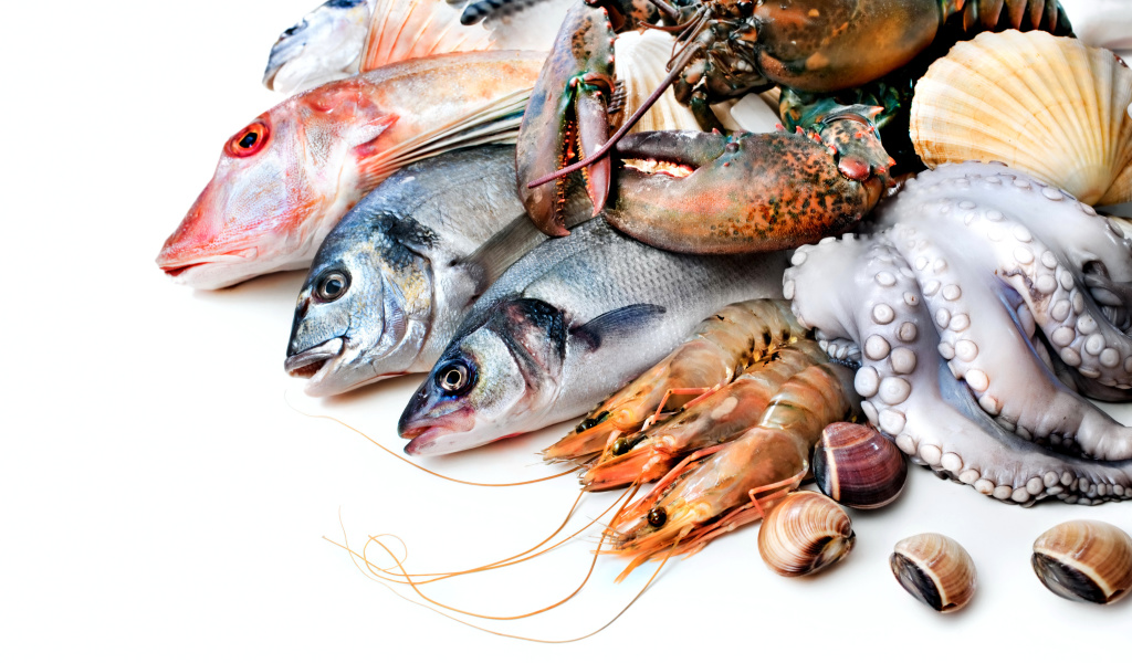 Das Fresh Seafood Wallpaper 1024x600