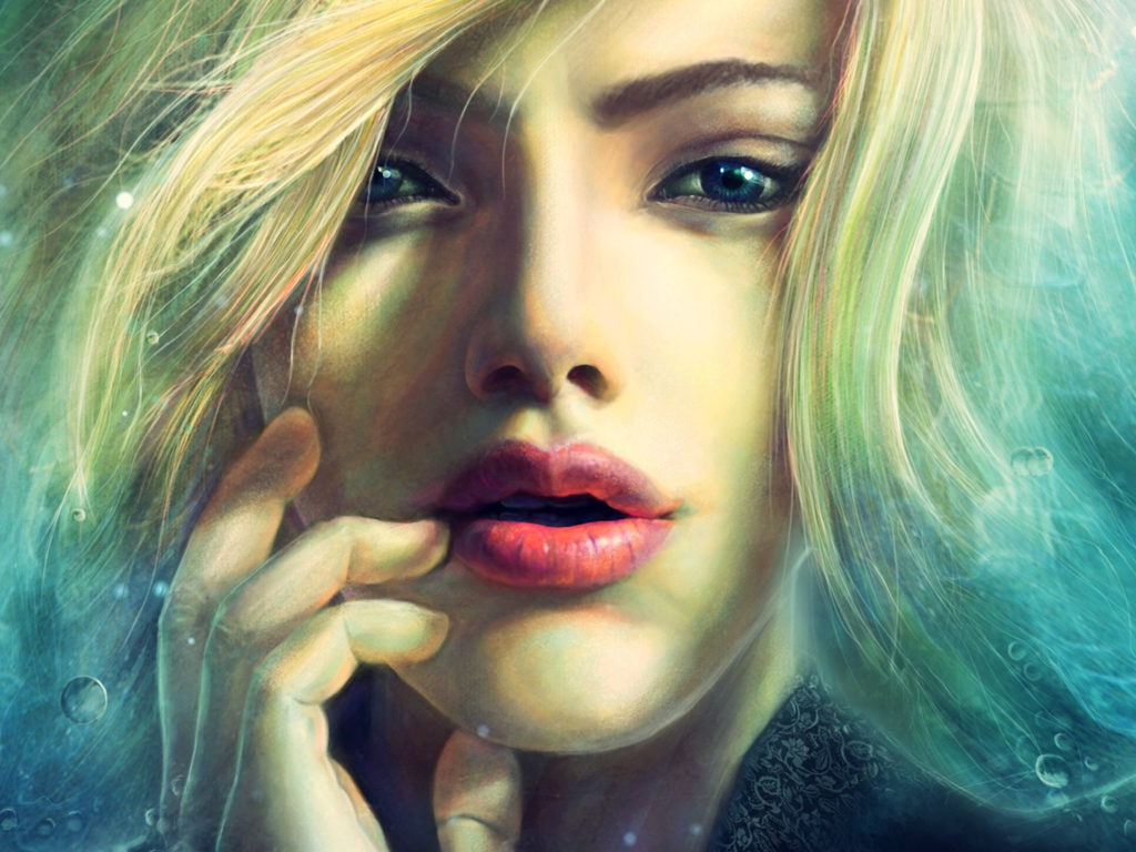 Обои Blonde Girl Painting 1024x768
