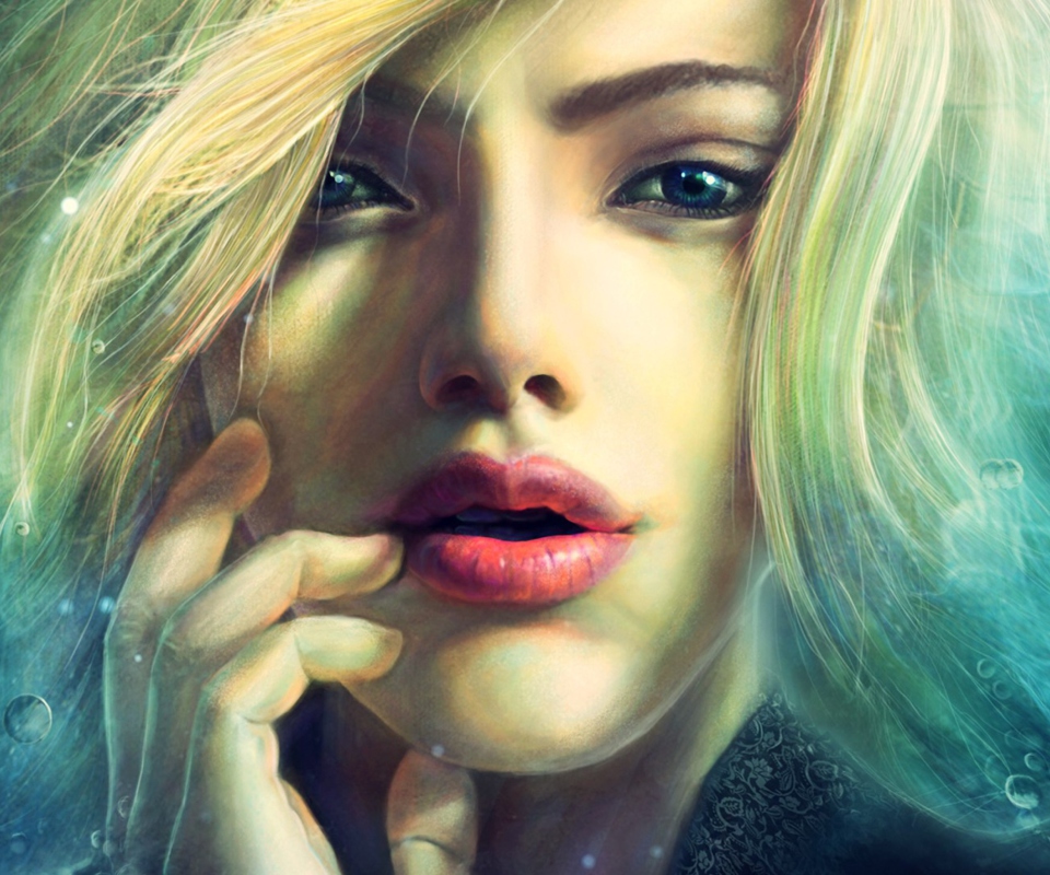 Screenshot №1 pro téma Blonde Girl Painting 960x800