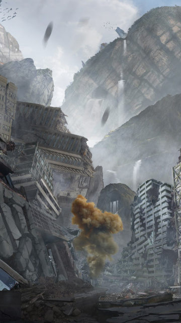 Fondo de pantalla City in Ruins after Post Apocalypse Destruction 360x640