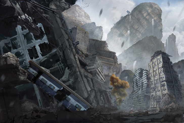 Das City in Ruins after Post Apocalypse Destruction Wallpaper