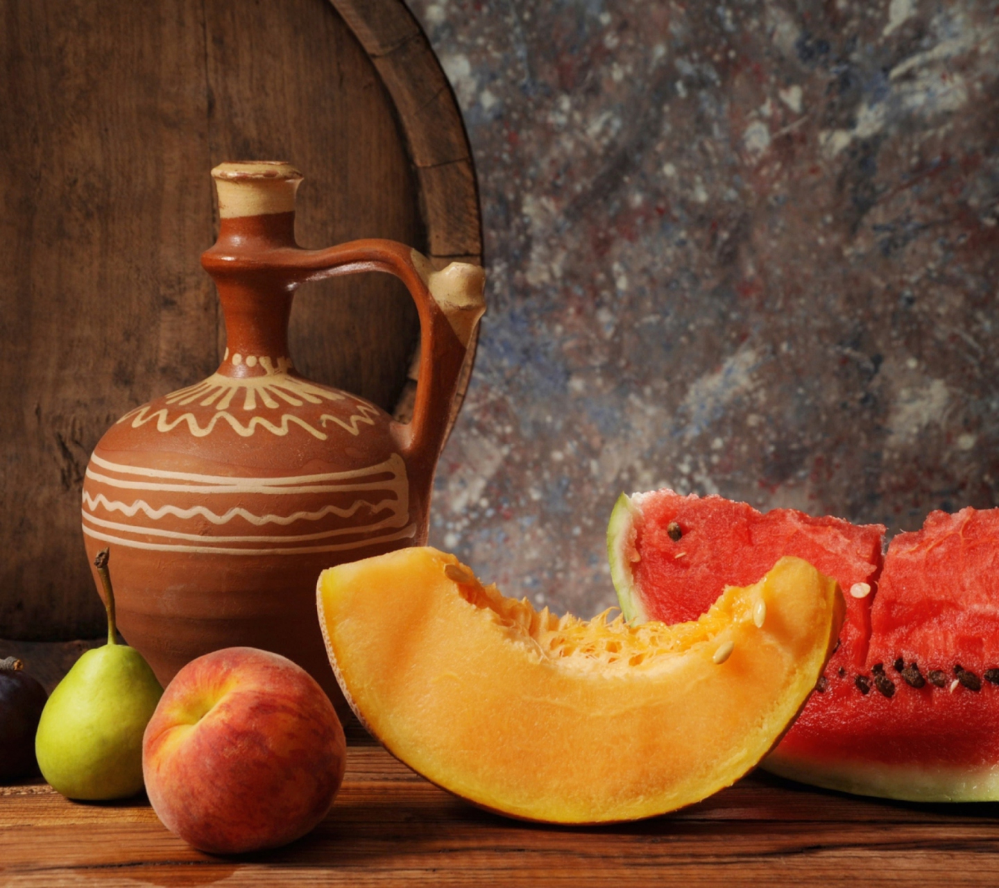 Das Fruits And Wine Still Life Wallpaper 1440x1280