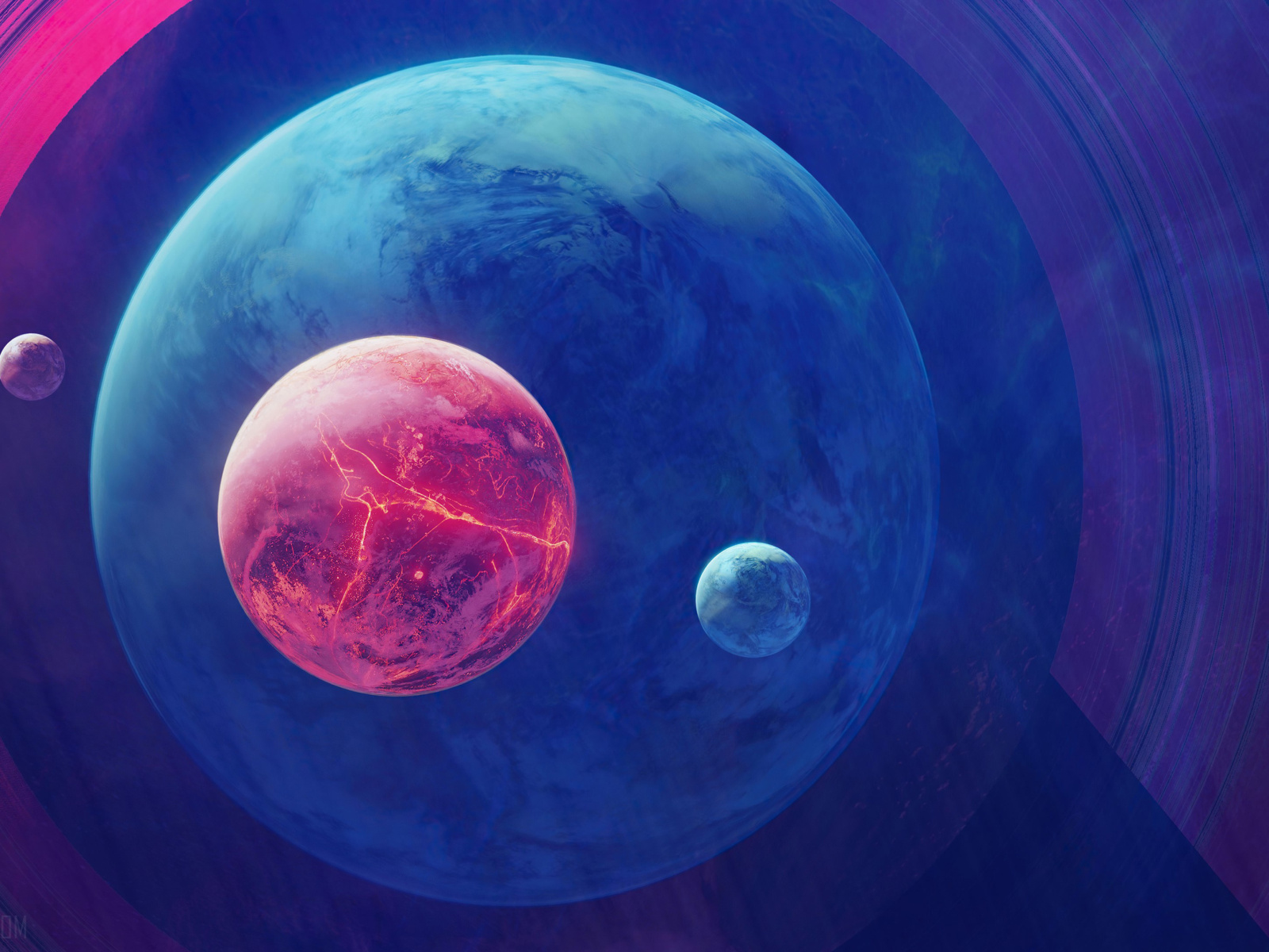 Planet Moon Space Digital Art wallpaper 1600x1200