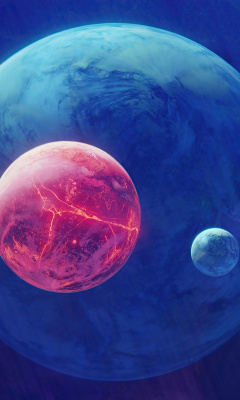 Planet Moon Space Digital Art screenshot #1 240x400