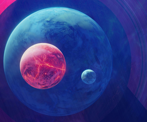 Planet Moon Space Digital Art screenshot #1 480x400