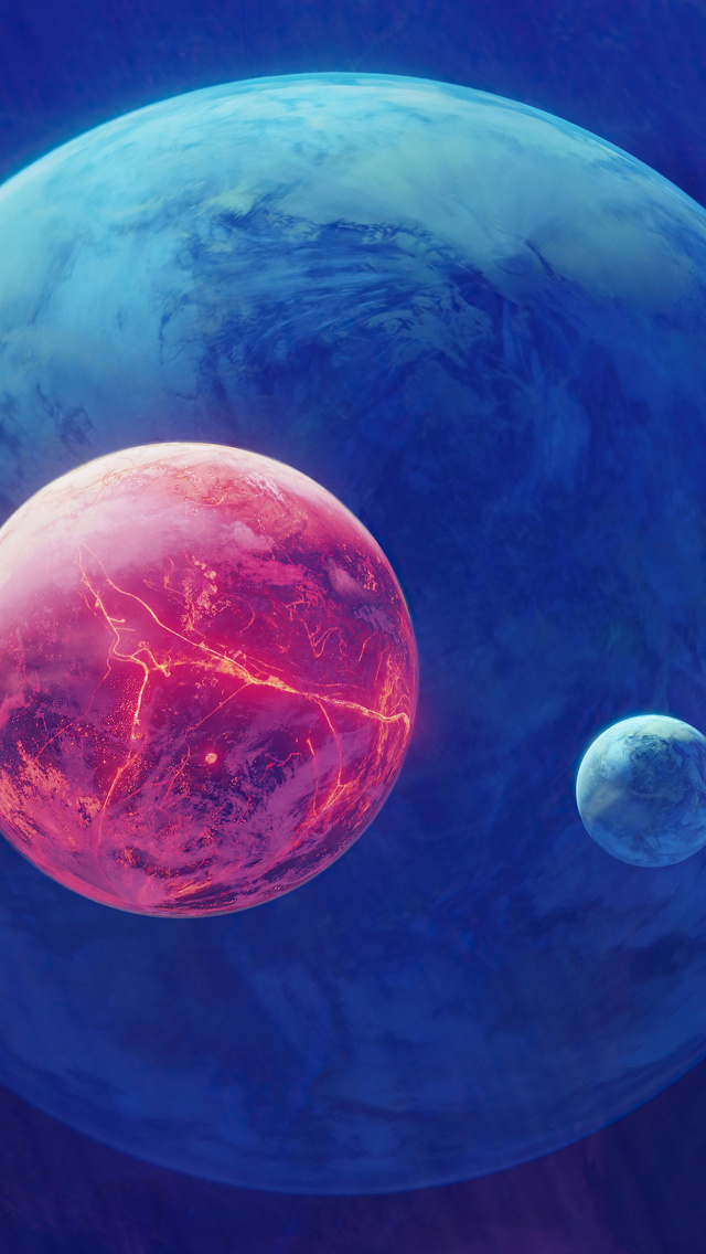 Das Planet Moon Space Digital Art Wallpaper 640x1136