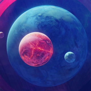 Kostenloses Planet Moon Space Digital Art Wallpaper für iPad 3