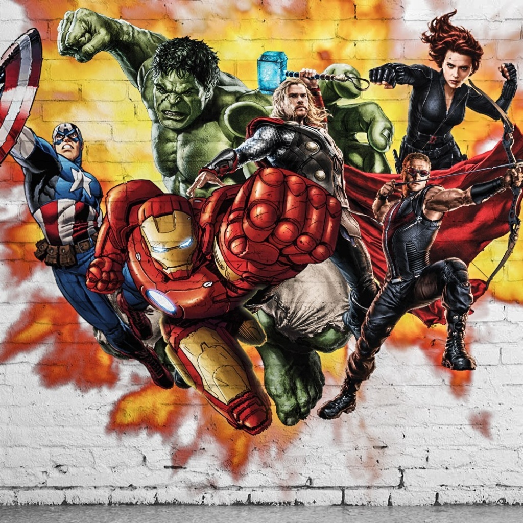 Обои Marvel Comics Graffiti 1024x1024