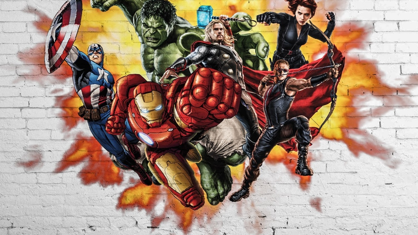 Обои Marvel Comics Graffiti 1366x768