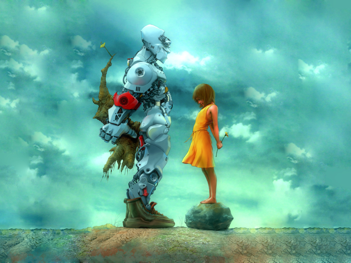 Fondo de pantalla Girl And Robot 1152x864