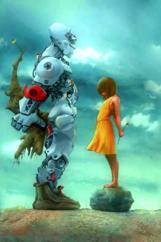 Fondo de pantalla Girl And Robot 320x480