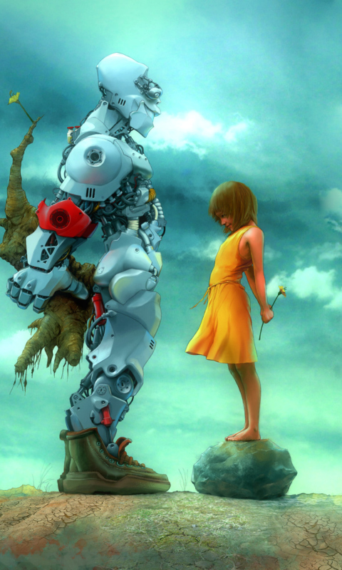 Screenshot №1 pro téma Girl And Robot 480x800