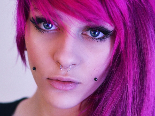 Pierced Girl With Pink Hair wallpaper 640x480