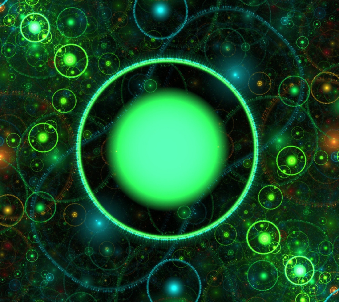 3D Green Circles wallpaper 1440x1280
