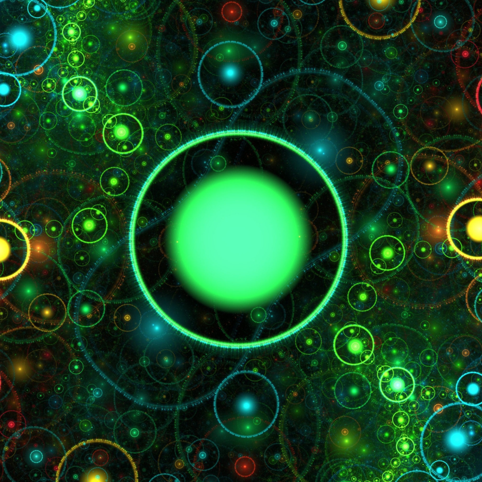 3D Green Circles wallpaper 2048x2048