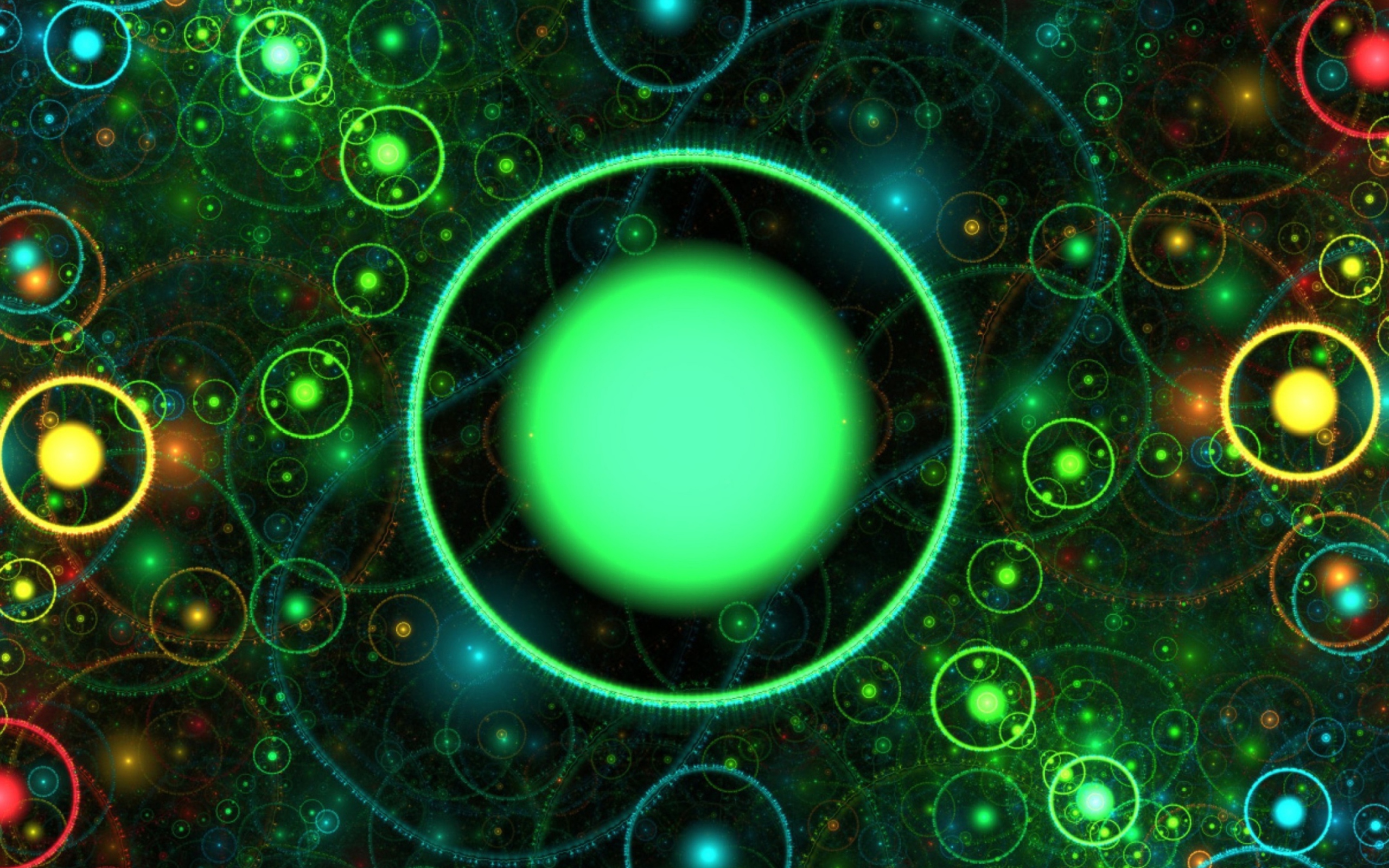 Das 3D Green Circles Wallpaper 2560x1600