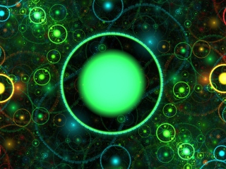 Das 3D Green Circles Wallpaper 320x240