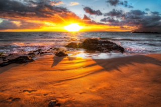 Обои Sunset At Beach на телефон