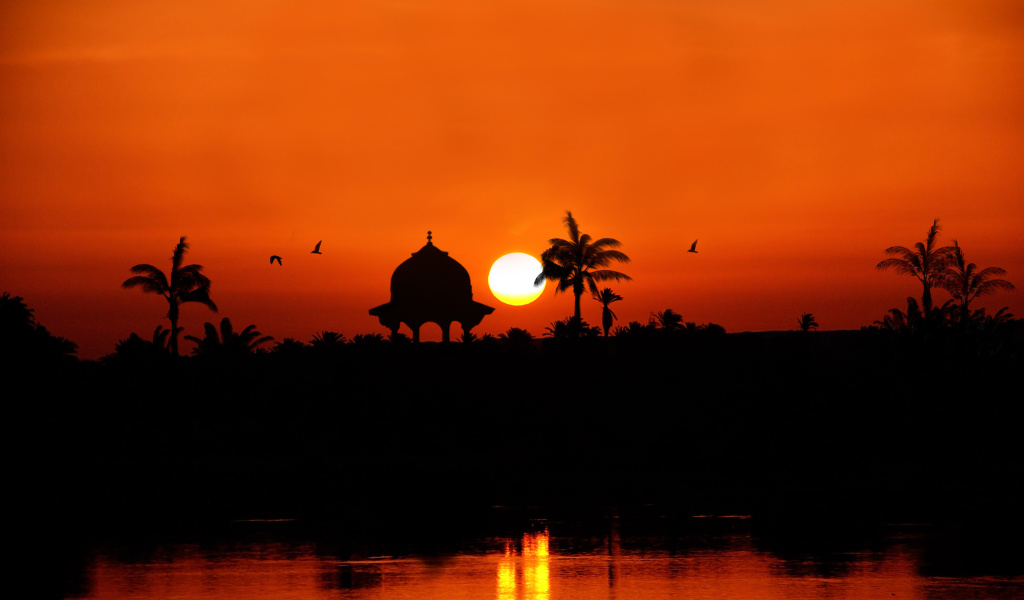 Egypt Nile Sunset wallpaper 1024x600