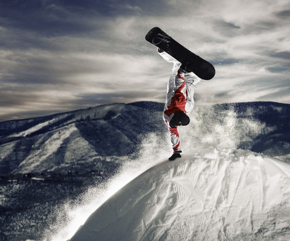 Обои Snowboarding in Austria, Kitzbuhel 960x800