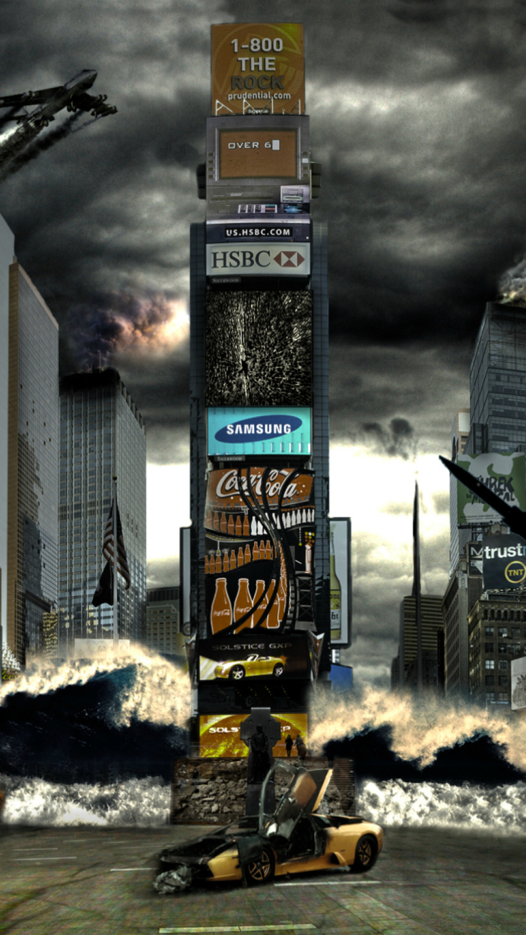 Обои Times Square Disaster 1080x1920