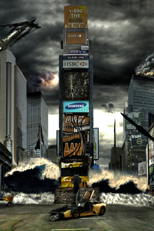 Обои Times Square Disaster 640x960