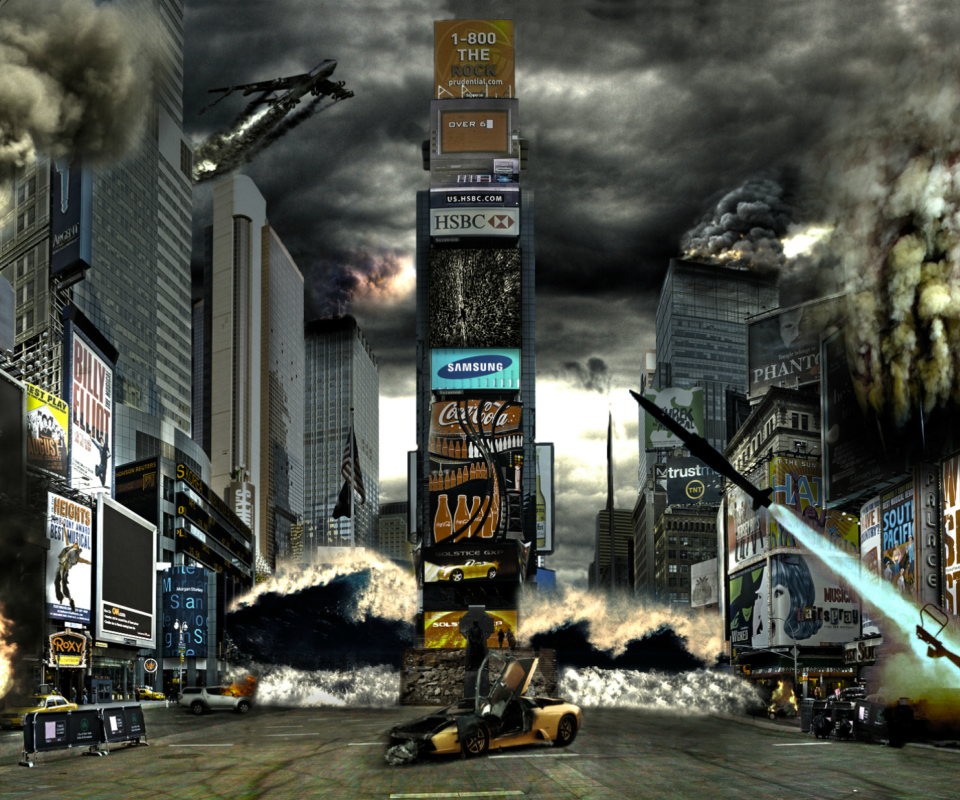 Times Square Disaster wallpaper 960x800