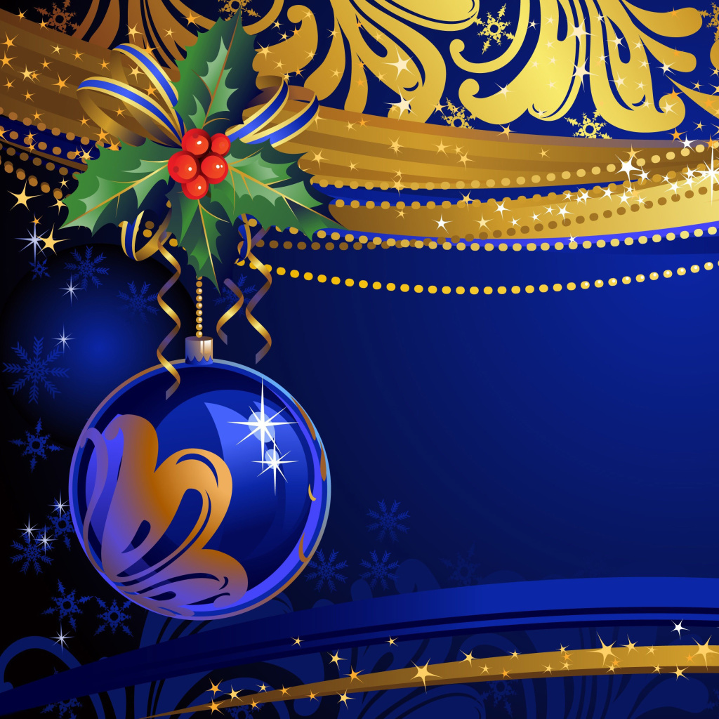 Das Christmas tree toy Blue Ball Wallpaper 1024x1024