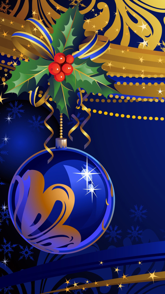 Обои Christmas tree toy Blue Ball 640x1136