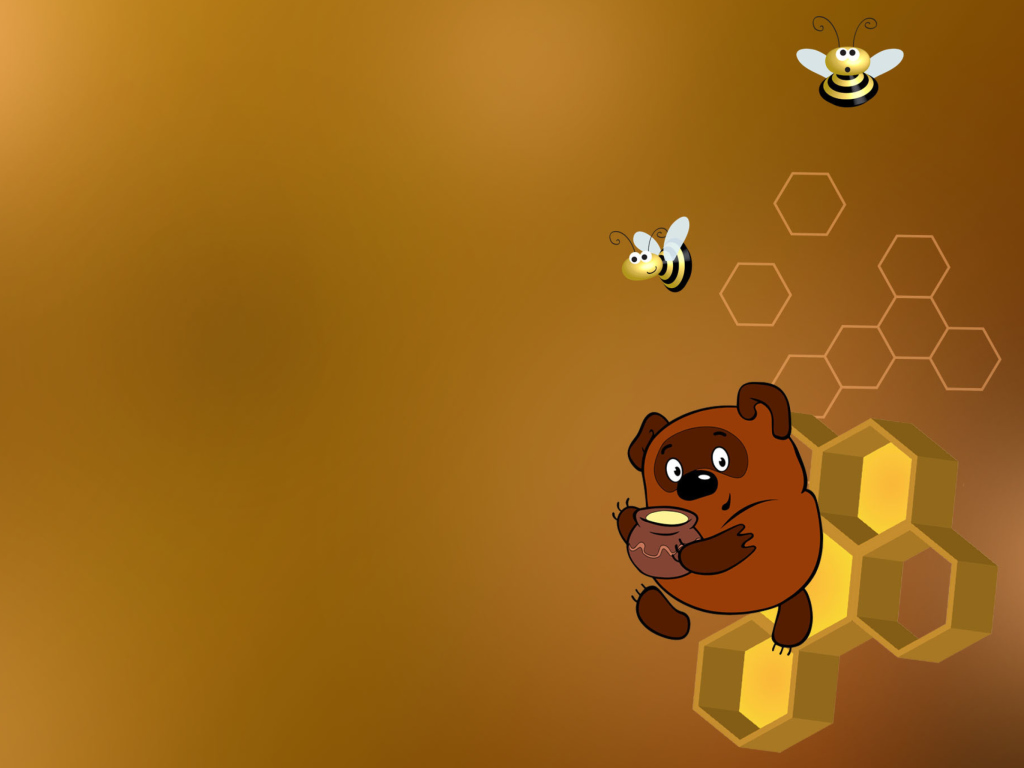 Обои Winnie-The-Pooh And Honey 1024x768