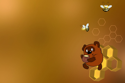 Обои Winnie-The-Pooh And Honey 480x320