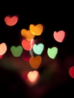 Fondo de pantalla Hearts Bokeh 240x320