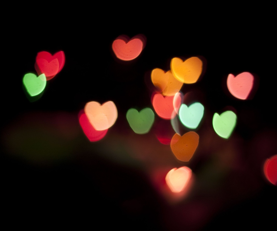 Fondo de pantalla Hearts Bokeh 960x800