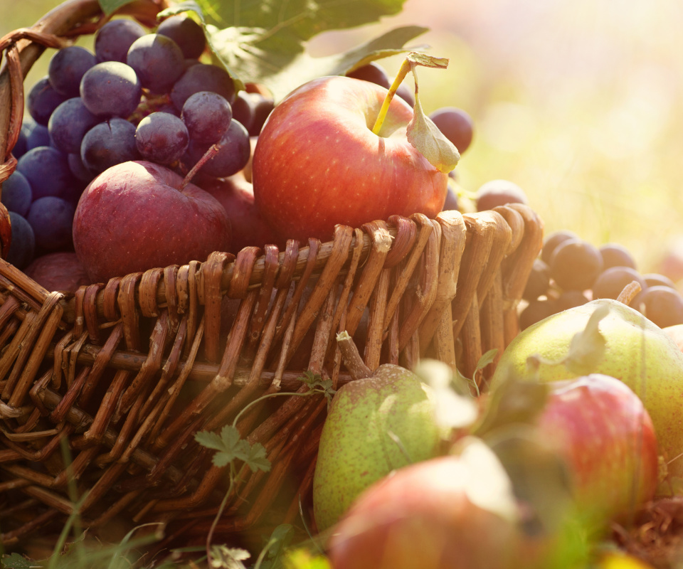 Das Apples and Grapes Wallpaper 960x800