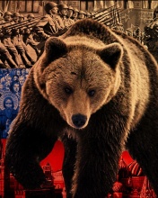 Обои Russian Bear on Flag Background 176x220