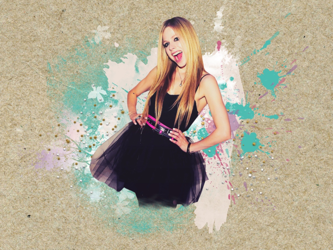 Fondo de pantalla Avril Lavigne In Black Dress 1152x864