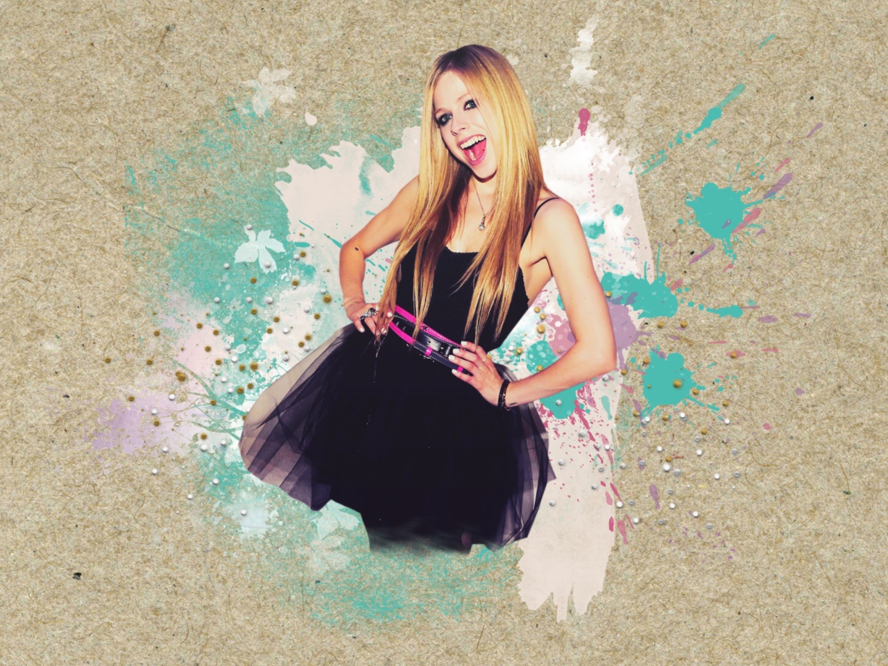 Fondo de pantalla Avril Lavigne In Black Dress 1280x960