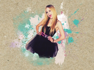 Обои Avril Lavigne In Black Dress 320x240