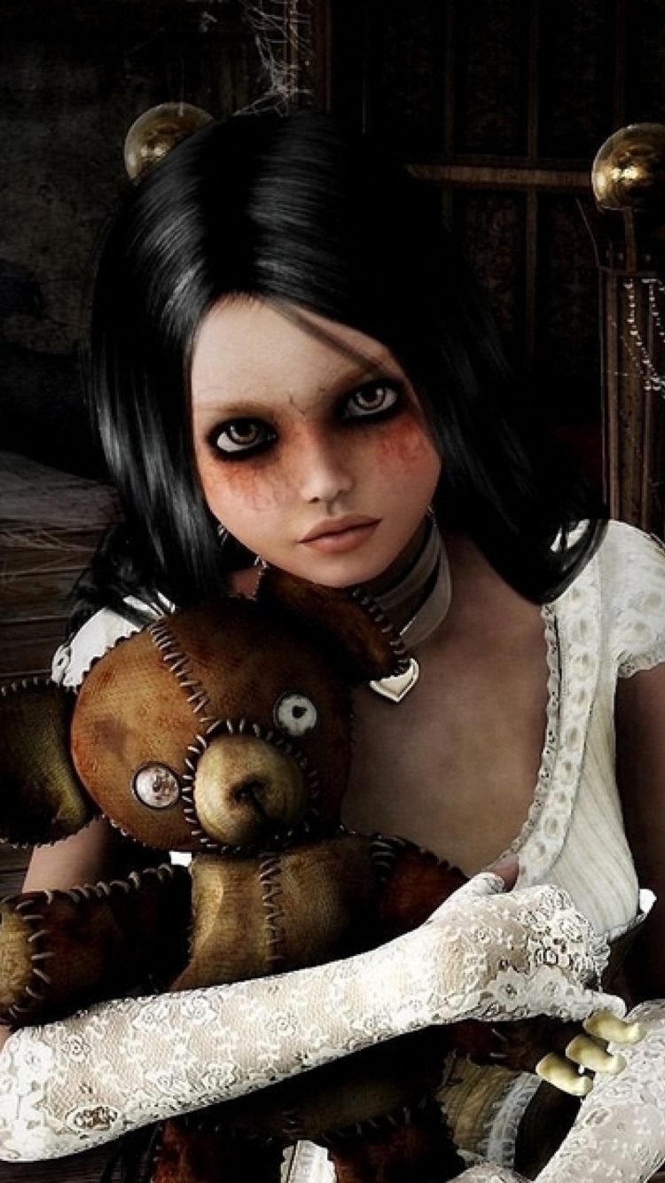 Screenshot №1 pro téma Girl With Teddy Bear 750x1334