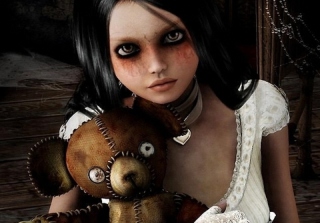Girl With Teddy Bear Picture for Android, iPhone and iPad