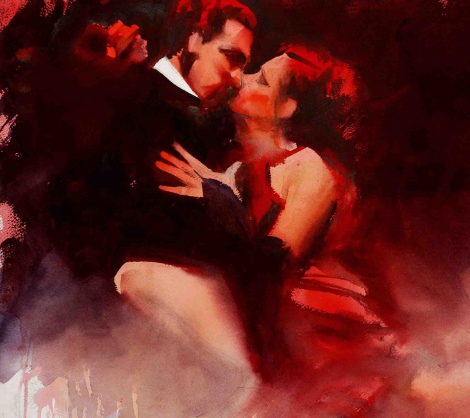 Das Kiss Of Love Watercolor Painting Wallpaper 960x854