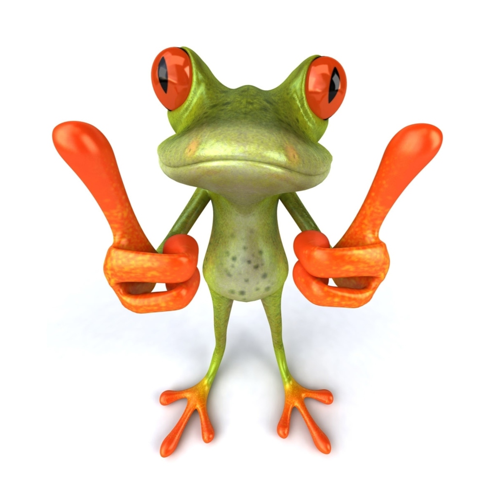 Обои 3D Frog Thumbs Up 1024x1024