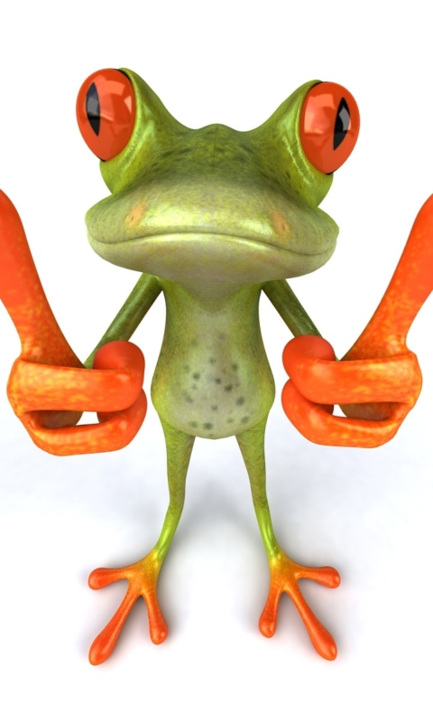 Обои 3D Frog Thumbs Up 480x800