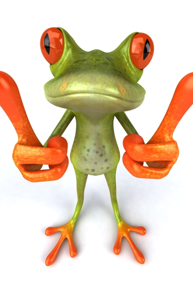 Fondo de pantalla 3D Frog Thumbs Up 640x960