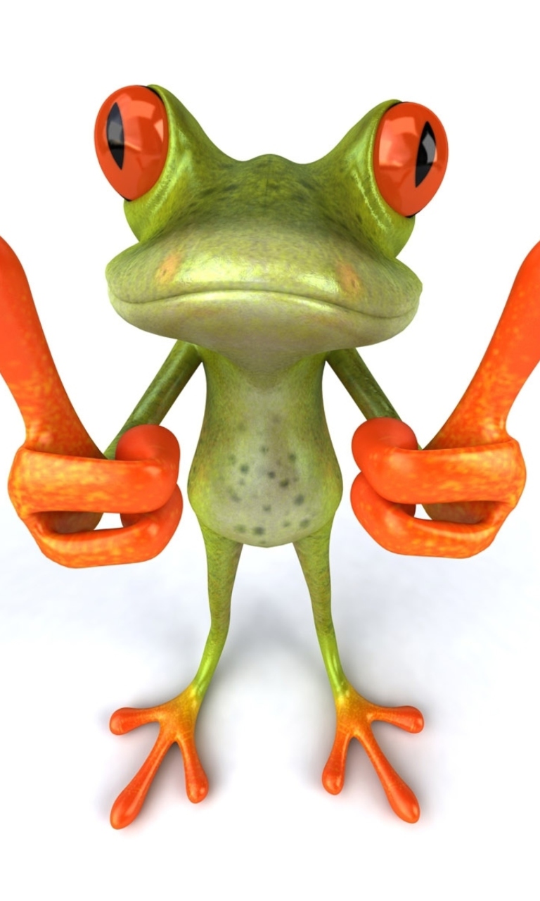 Das 3D Frog Thumbs Up Wallpaper 768x1280