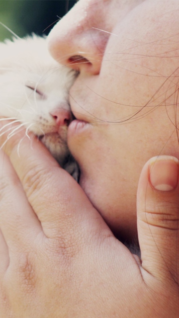Sfondi Girl Kissing Kitten 360x640